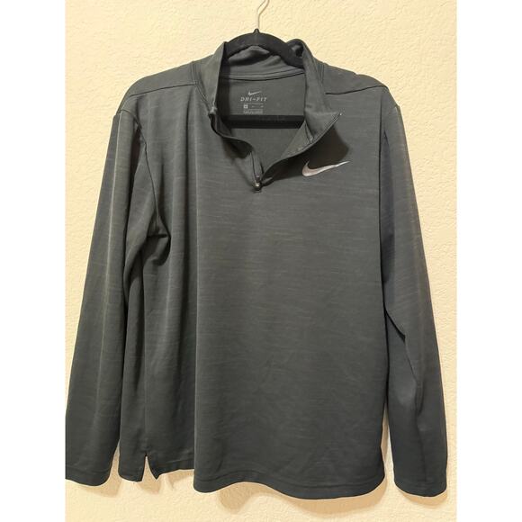 Nike Dri-Fit Quarter Zip Pullover Men’s Size L – Black Long‎ Sleeve Athl shirt - Picture 1 of 3